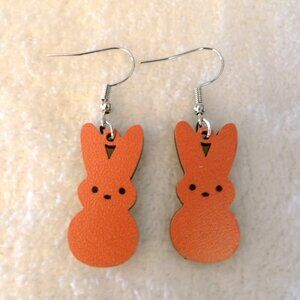 Orange Easter Peeps Bunny Dangling Earrings NEW
